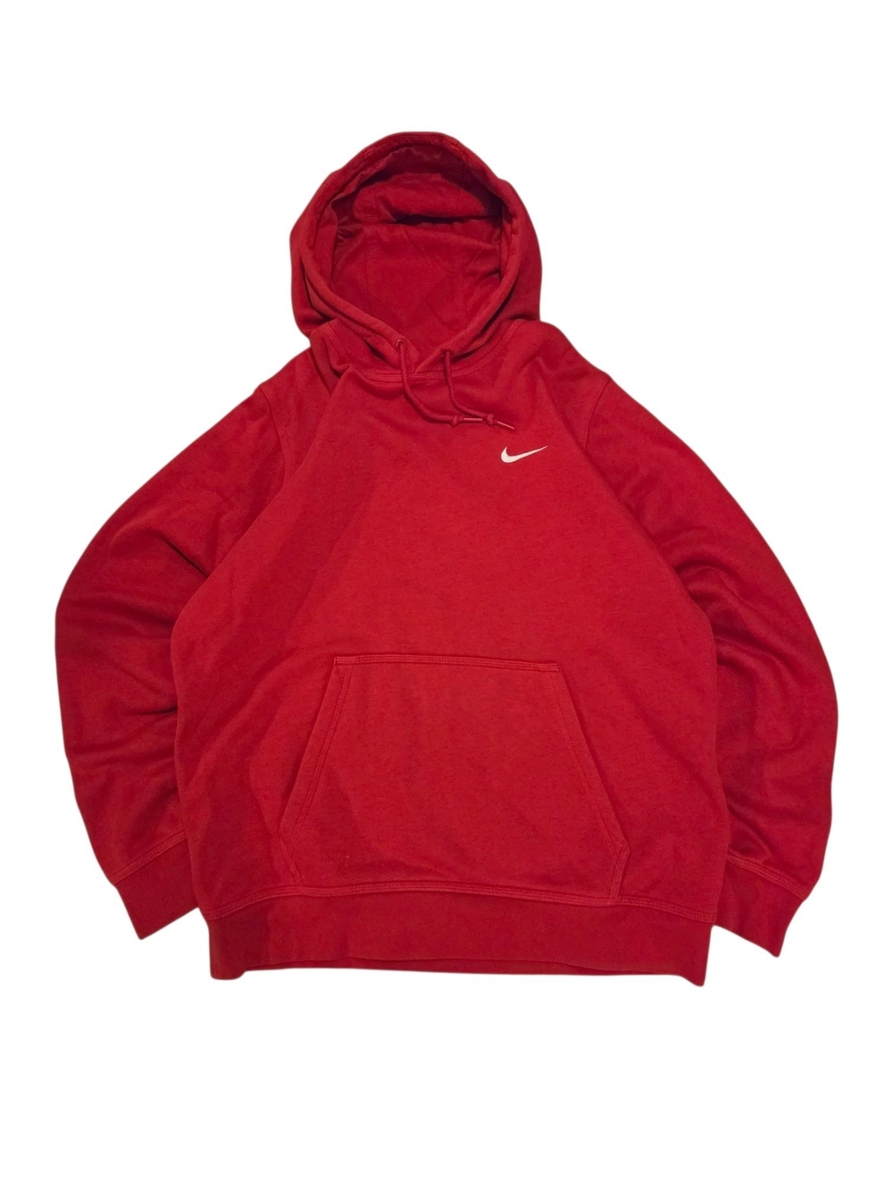 Nike Red Hooded Pullover Sweatshirt with White Swoosh